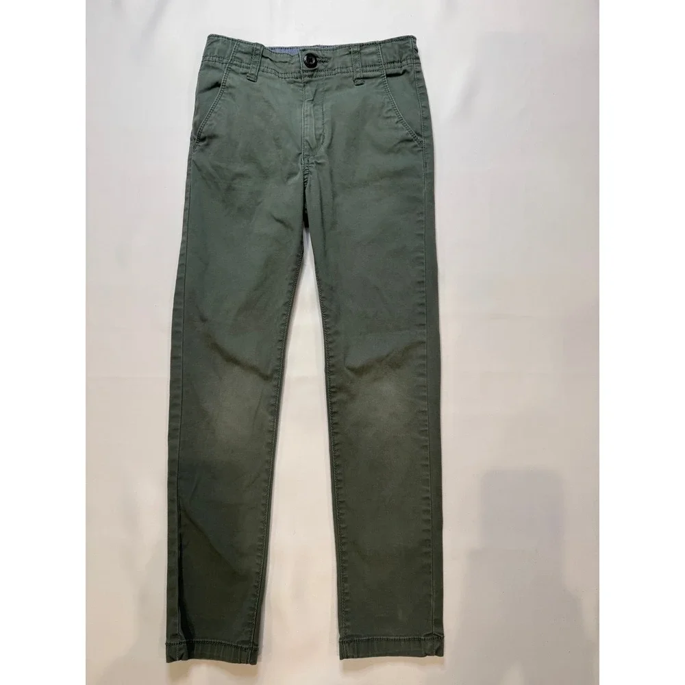 OshKosh‎ B'gosh Chino Pants Kids Size 7 Olive Green Good Adjustable Waist Slim
